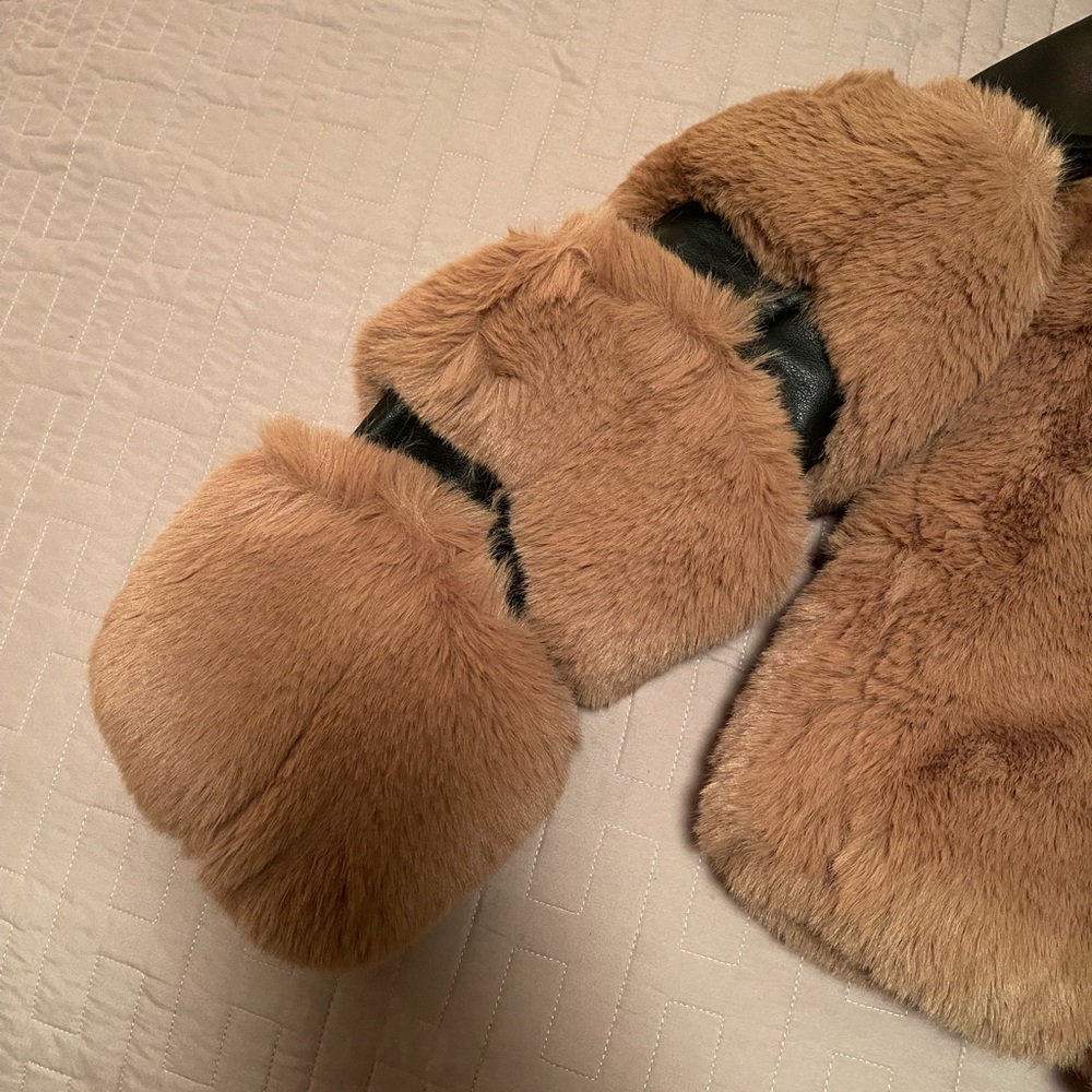Camel faux fur jacket - Picture 3 of 5